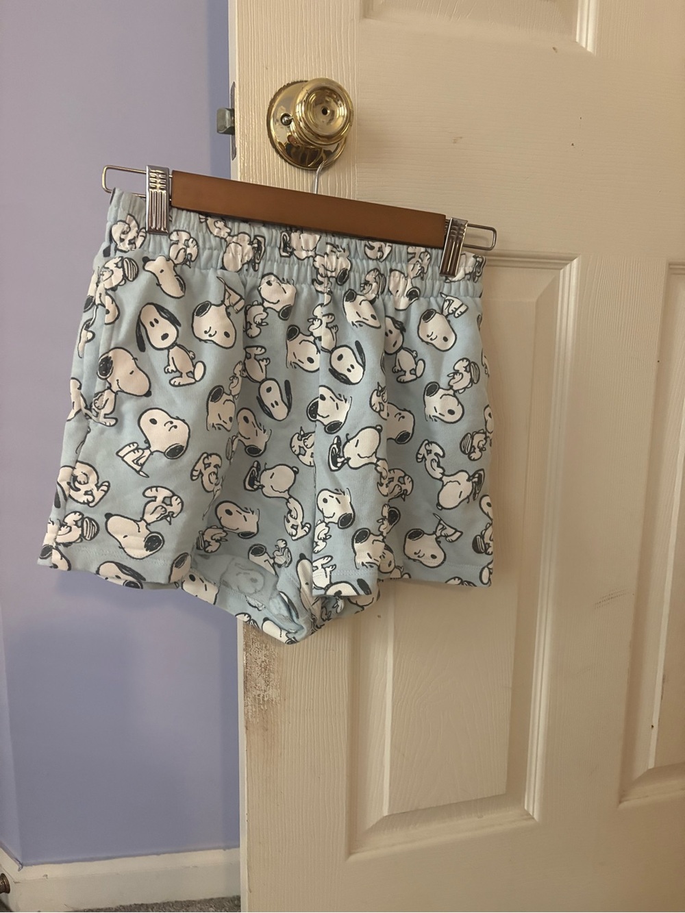 Light Blue Snoopy Print Women's Lounge Shorts